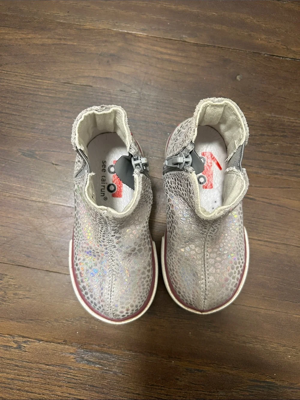 See Kai Run Kids Sparkle Zip Ankle Boots - Iridescent Pink size 7